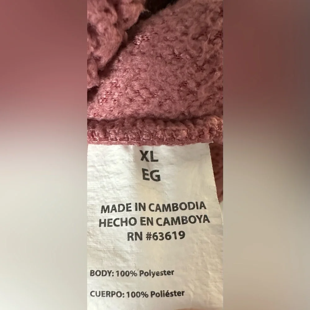 Bebe Sport Pink Sherpa Fleece Pullover Women’s XL 1/4 Zip Cozy Sweatshirt Jacket